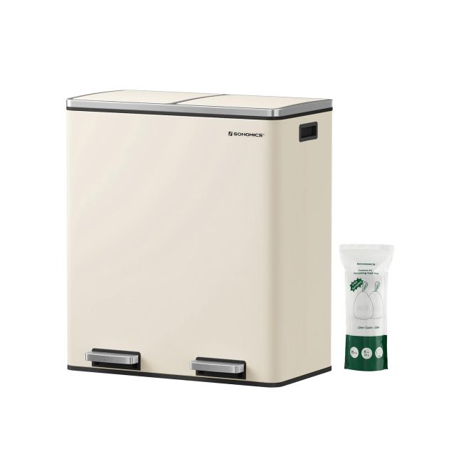 Sorteerimise prügikast 2x30 L kreem valge