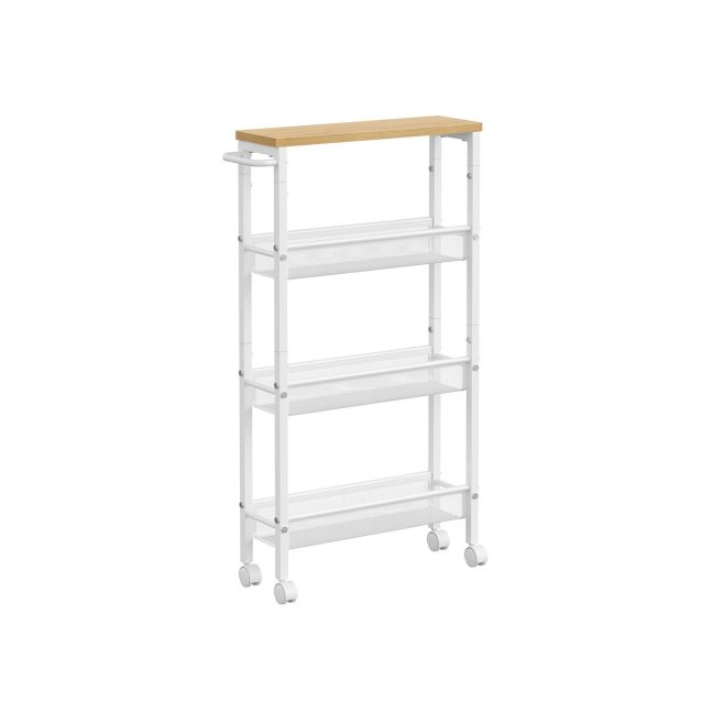 Serveerimislaud ratastel 13 x 45 x 77 cm valge