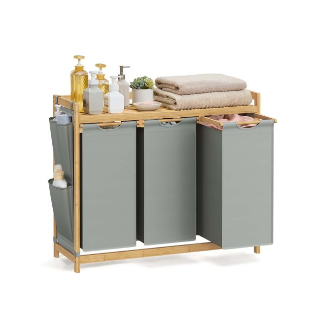 Pesukorv riiuliga 3 x 50 L 94 x 33 x 78 cm hall