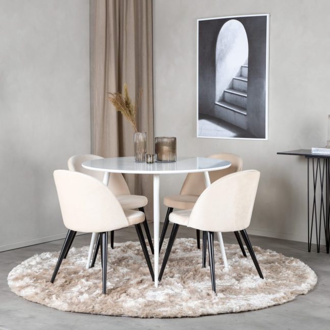 Söögilaua komplekt Plaza 100 cm Valge beež