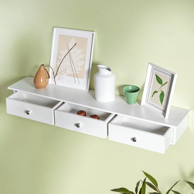 Seinariiul sahtlitega 80x15x10 cm Valge