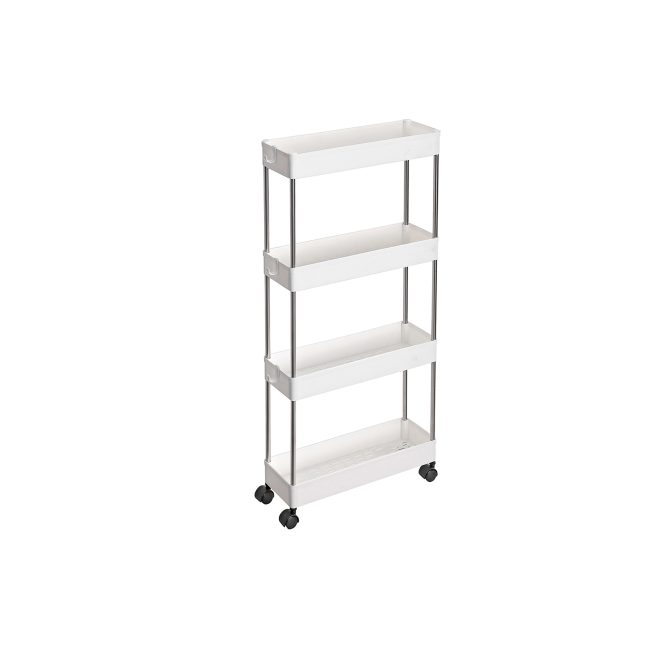 Ratastega riiul 40.1x13x86cm valge