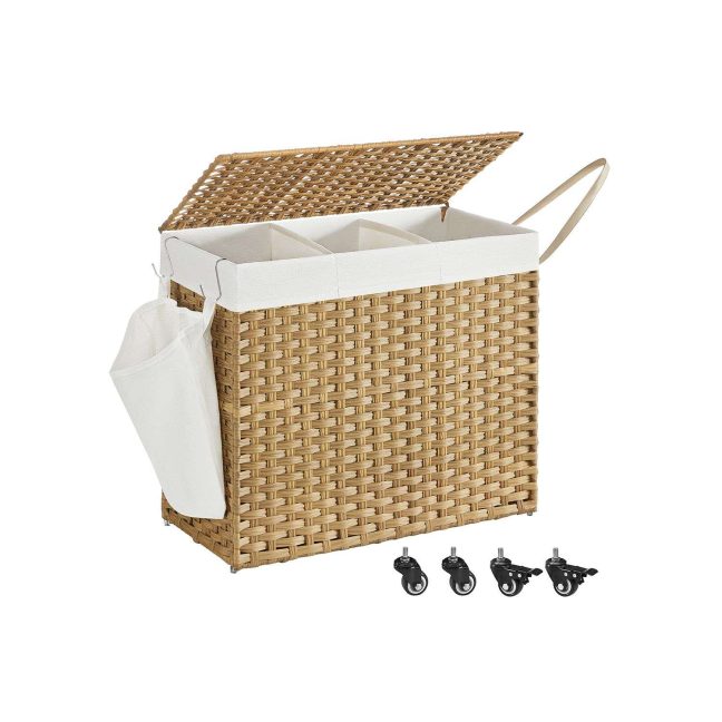 Pesukorv kaanega 66x33x60 cm Looduslik