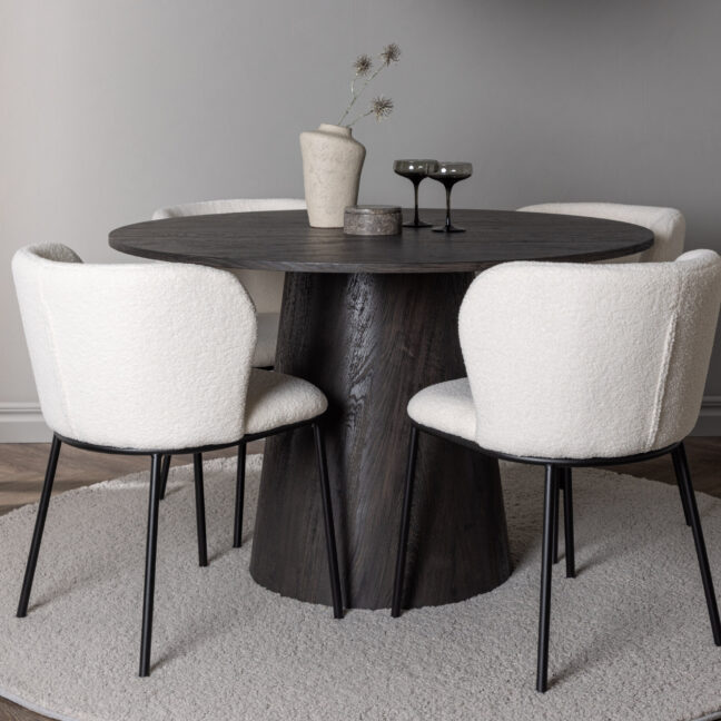 Söögilaud ja toolikomplekt Lanzo söögilaud ja Edina söögitool 120 cm pruun ja valge MDF ja metall