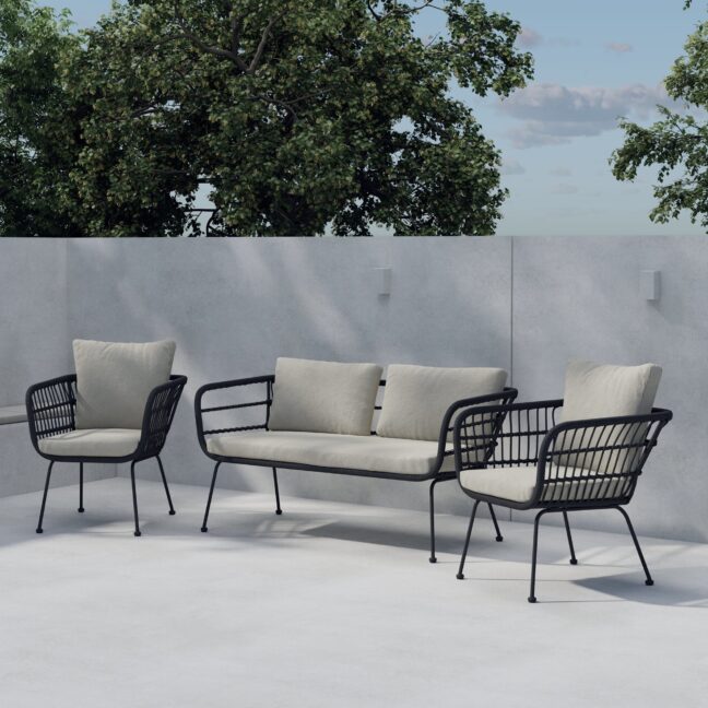 Lounge diivanikomplekt Isola must rattan