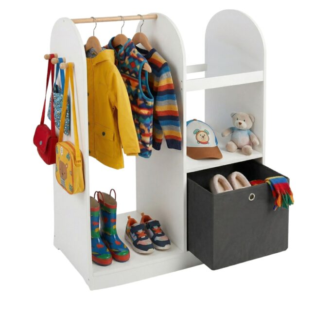 Laste riidekapp 108x97x35 cm Valge Must Kangast kast