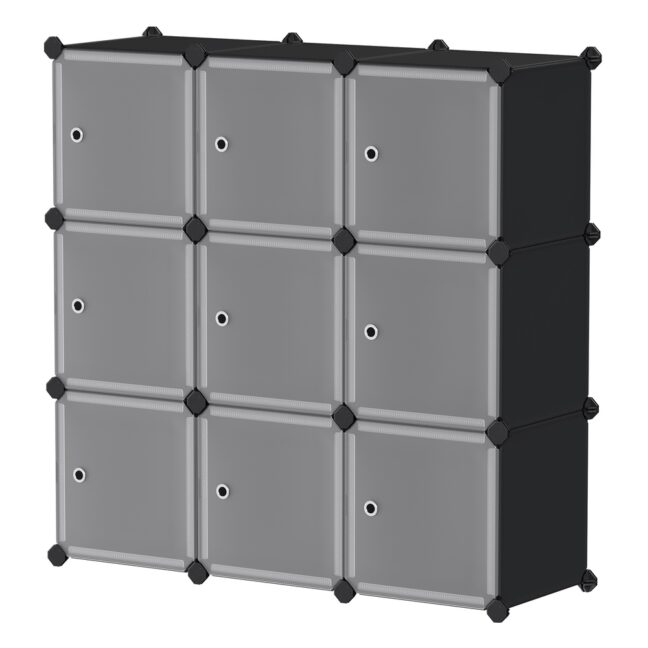 Riidekapp 9 kuubikut DIY moodulriidekapp 93x31x93 cm must plastik