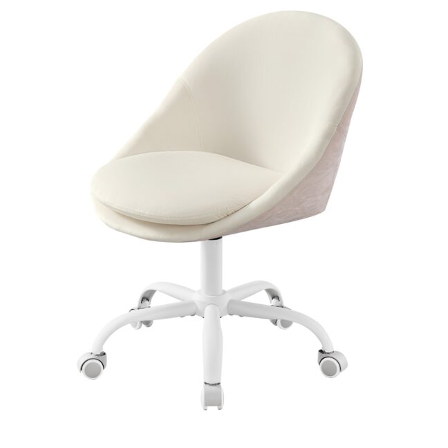 Kontoritool Fliisist Peegli ees istumiseks 60x60x80-90 cm Valge