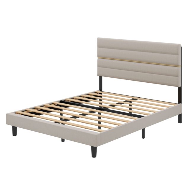 Voodiraam 202x160x110 cm Beež Metall