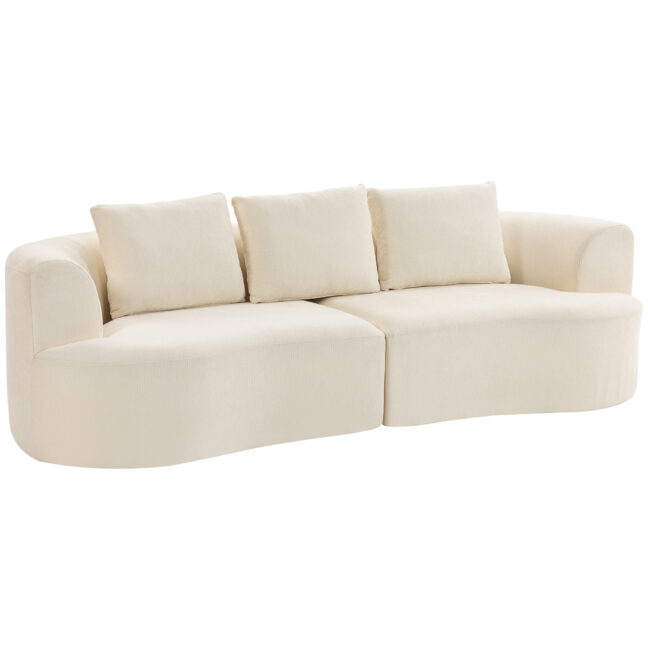Diivan 3-kohaline 260x106x82 cm kreemvalge chenille polsterdus